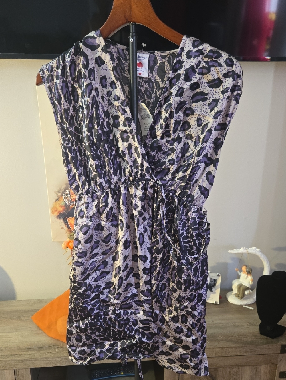 Purple Animal-Print Tie-Waist Tunic Top - Maternity Or NOT